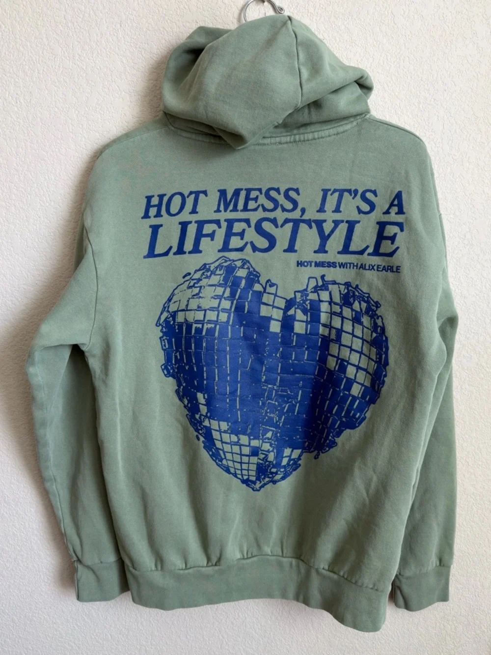 Alix Earle Hot Mess Podcast Disco Heart Hoodie & Sweatpants Set M/S Sage Green - Picture 8 of 13